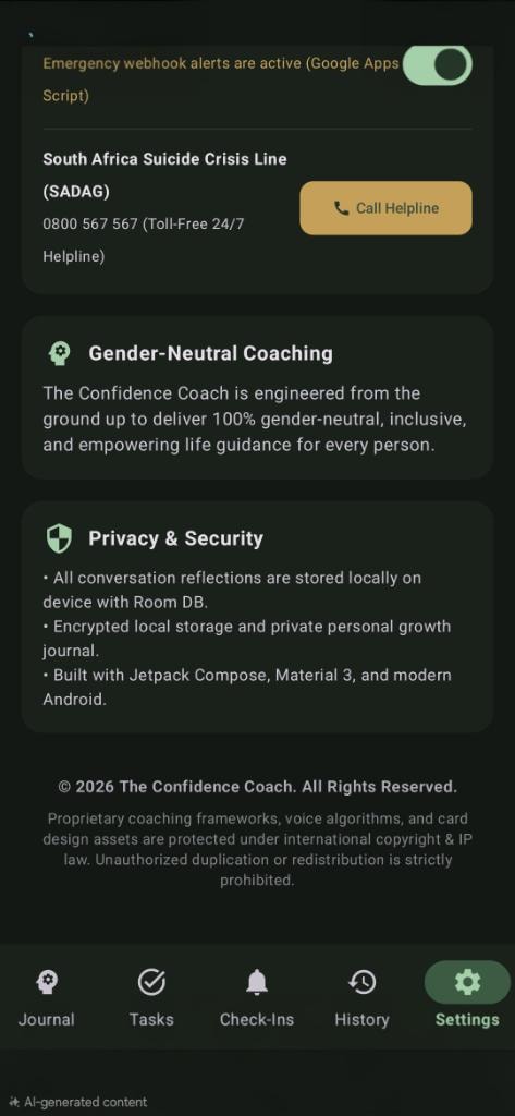 Coaching settings screen